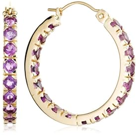 14k Yellow Gold Amethyst Hoop Earrings by Amazon.com Collection