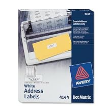 Avery 4144 Dot matrix printer multi-purp. white labels, 2-1/2 x 15/16, 3000/box