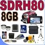 Panasonic SDR-H80 SD & HDD Camcorder w/70x Optical Zoom (Red) BigVALUEInc Accessory Saver 8GB Filter/Lens Bundle