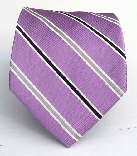 Silk Woven Lilac Striped Extra Long Tie