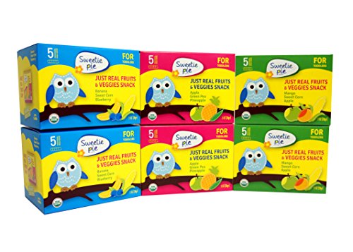 Sweetie Pie Organics Fruits & Veggies Snack for Toddler & Baby, Variety, (Pack of 6)