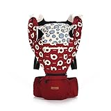 （レーチャミ）le charme抱っこ紐 花柄抱っこひも新生児　縦抱き　横抱き　おんぶ　腰抱き　対面抱き　多機能ベビーキャリア　3ケ月~３歳使用の新生児抱っこ紐 赤い