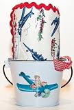 Retro Airplane Baby Boy Burp Cloth & Bucket