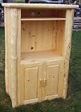 Lodgepole Pine Log Entertainment Center with 2 Doors and 2 Shelves