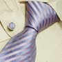 Blue Pink Striped Silk Ties for Men Gift Ideas for Boyfriend Fashion Silk Tie Cufflinks Set 5236