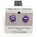 10mm Dice Post Earrings, Purple w/White