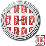 Trademark Global Coke-1300-cans Coca-cola Clock W/ Chrome Finish - Cans Style - 11.75 Inches