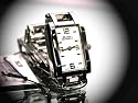 Harley-Davidson&reg; Bulova Women's Watch, rectangular patterned dial with Harley Logo, 76L28