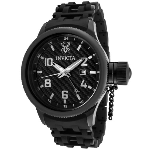 Invicta Men's 0562 Russian Diver Collection Carbon Fiber Dial Black Ion-Plated Watch