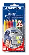 Staedtler 157 C12DVD - Ergo Soft Farbstift, 12 St�ck Kartonetui, inkl. Mal-Adventure Computerspiel Mars - Der Herr der Farben"