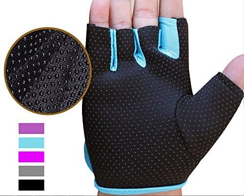 Rensh® Non-slip Gel Pad Gloves Men's Women's Sportswear Cycling Riding Short Half Finger Gloves Breathable (Purple, XL)