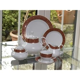 Paloma Rust Design 68 Piece Dinner Set.  A beautiful intricate design - 8 Place Setting