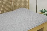 麻混素材を使用したシングルサイズ敷きパット　『セゾン』　サイズ：100×205cm　カラー：.ブラウン(#669209)