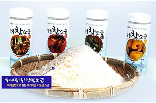 [Pullipecofood] Gampul Premium 4 Flavors Seasoning Salt Set - Red Ginseng, Shiitake, Tumeric, Phellinus Linteus Salt (4 Flavors (180g x 4))
