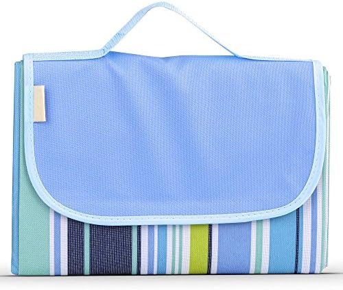 Cherbell Thin Waterproof Blue Beach Blanket Mat Picnic Mat Camping Mat For Outdoor Hiking Family BBQ