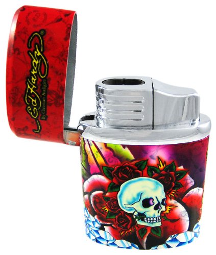 Ed Hardy Skull & Roses Butane Table Lighter