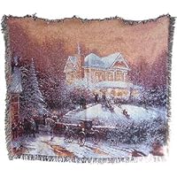 Thomas Kinkade VICTORIAN CHRISTMAS II Afghan Throw Blanket