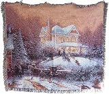 Thomas Kinkade VICTORIAN CHRISTMAS II Afghan Throw Blanket