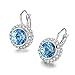 SBLING Platinum-Plated Leverback Drop Earrings Made with Blue Austrian Crystals (2.2ct)