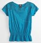 Angie Womens Floral Challis Top - Turquoise X Sml