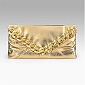 Kenneth Jay Lane Gold Metal Clutch Bag With Chain