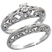 Sterling Silver Vintage Style 2-Pc. 11-Stone Butterfly Design Diamond Engagement Ring Set w/ 0.112 Carat Brilliant Cut Diamonds (Available in Sizes 5 to 10), size 7 Sales