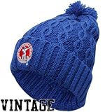Reebok New York Giants Ladies Royal Blue Retro Cuffed Pom Cable Knit Beanie