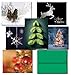 72 Holiday Cards - Tis the Season Set - 6 Designs - Blank Cards - Green Envelopes Included