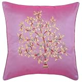 Decorative Handmade Asian Cushion Cover / Pillow Sham With Embroidered Bodhi Tree Design - Purple