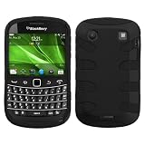 Rubberized Black/Black Fishbone Phone Protector Cover for RIM BlackBerry 9900 (Bold), RIM BlackBerry 9930 (Bold) Free Shipping