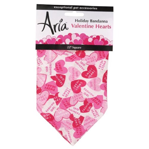 Aria Cotton Valentine Hearts Holiday Dog Bandanas, 22-Inch