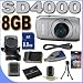 Canon PowerShot SD4000IS 10 MP CMOS Digital Camera W/3.8X Optical Zoom (Silver) 8GB BP6L Battery/Charger BigVALUEInc Accessory Saver Bundle
