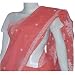 Indian Sari Cotton Chikan Embroidery Salmon (chsari109)