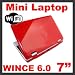7 Inch Red 533 Mhz Netbook w/ Windows, Office, Wifi, Etc.