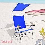 Deluxe 4 position Aluminum Beach Chair w/ Canopy Blue