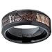 Black Ceramic Men's Hunting Camo Ring, Comfort Fit Band, 8mm Sizes 5 to 15