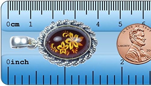 Baltic Amber Pendant, Reverse Intaglio Cameo, Flower, Cognac (m3222oo3)