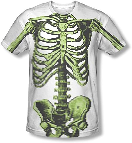 Zombie Appreciation - Men's T-Shirt 8-Bit Skeleton , Medium, White