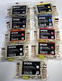 FULL SET Epson inkjet - Comprising Gloss Optimiser Twin Pack T0870 - Photo Black T0871 - Matte Black T0878 - Cyan T0872  - Magenta T0873 - Yellow T0874 - Red T0877 - Orange T0879 - ink cartridge for photo stylus printer R1900 - loose pack