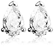 Sterling Silver 8x5mm Cubic Zirconia Pear Stud Earrings