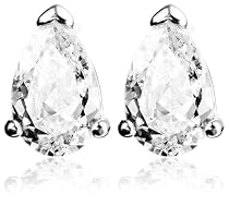 Sterling Silver 8x5mm Cubic Zirconia Pear Stud Earrings