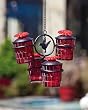 2 Piece Red Glass Mosaic Hummingbird Feeder