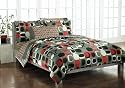 Adult Teen Geometric Black Grey and Red All Cotton 250tc Sheet Set