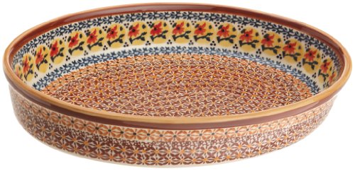 Euroquest Imports Bunzlauer Polish Pottery 2.5-Quart Oval Baker in Amber Sunrise Pattern