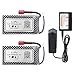 Hosim 2pcs 7.4V 1600mAh 25C T Connector Li-Polymer Rechargeable Battery Pack and 1pcs Balance Charger, Li-Po Rechargeable Battery for Hosim 9125 Truggy High Speed Truck Accessory Supplies