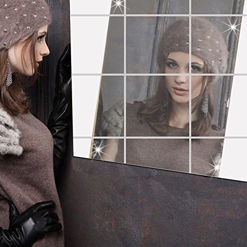HHXA 16 PCS Decorative Mirrors Self-adhesive Tiles Mirror Wall Stickers Mirror Decor
