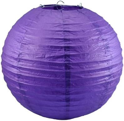 FreeDancer 8" Diameter Round Paper Lantern Lamp Shades Party Supplies (10pack, Purple)