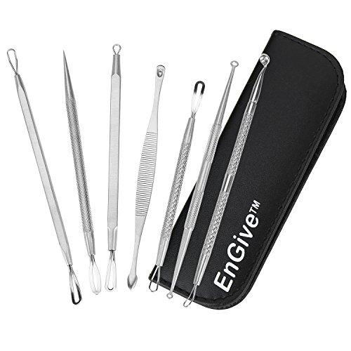 Blackhead Extractors, EnGive Delicate Stainless Steel Blackhead Blemish Remover & Acne Pimple Pin Kits (7PCs)