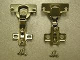 2 1/8 Satin Nickel Half Overlay Concealed Cabinet Door Hinges Pair
