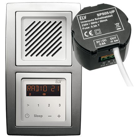 Mini Stereo RDS-Radiomodul Unterputz RDS100UP, Komplettbausatz inkl. 5V-Schaltnetzteil SPS05UP, Bausatz